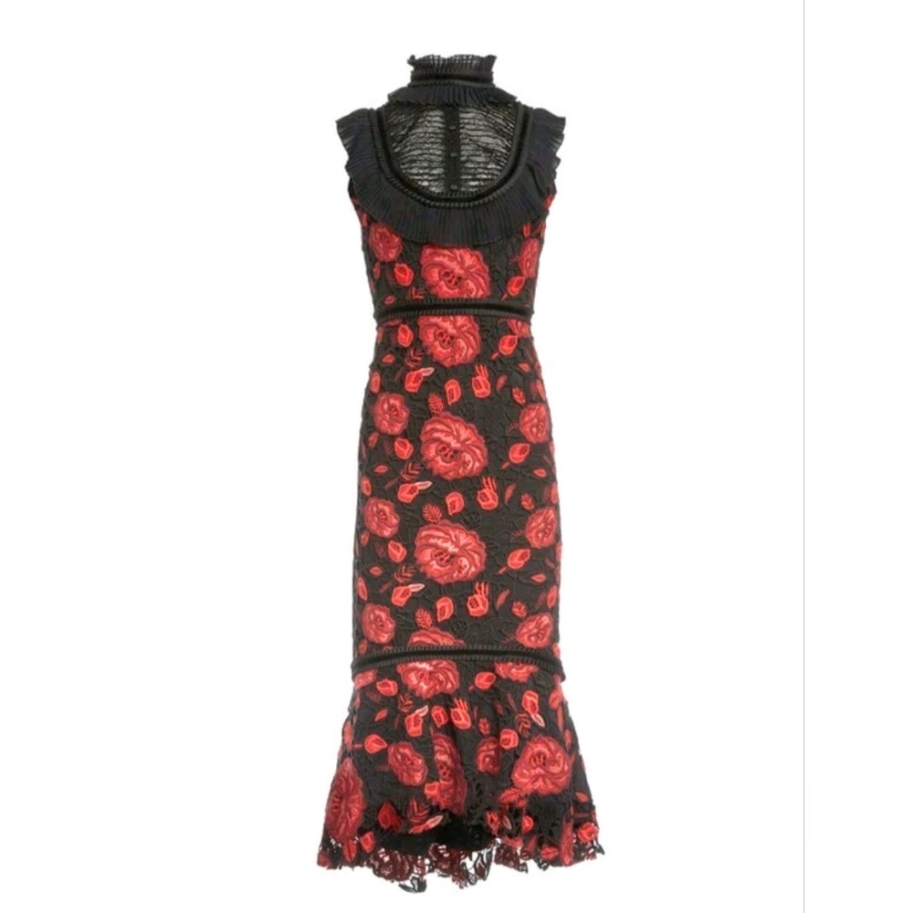The Alice + Olivia Evelina Lace Rose Mermaid Dress Size 6 - Picture 7 of 16